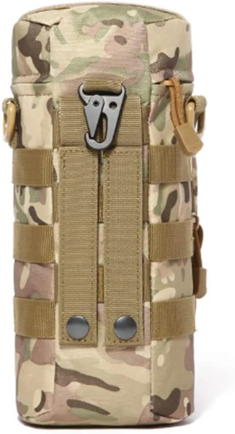Tactical Military MOLLE Water Bottle Pouch H2O Hydration Carrier Holder Military MOLLE Tactical Travel Carry Bag Case for Outdoor Activities Running Cycling Camping (CP)