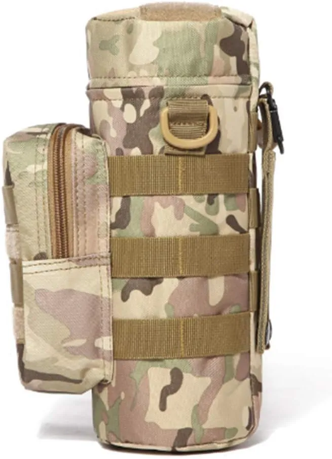 Tactical Military MOLLE Water Bottle Pouch H2O Hydration Carrier Holder Military MOLLE Tactical Travel Carry Bag Case for Outdoor Activities Running Cycling Camping (CP)