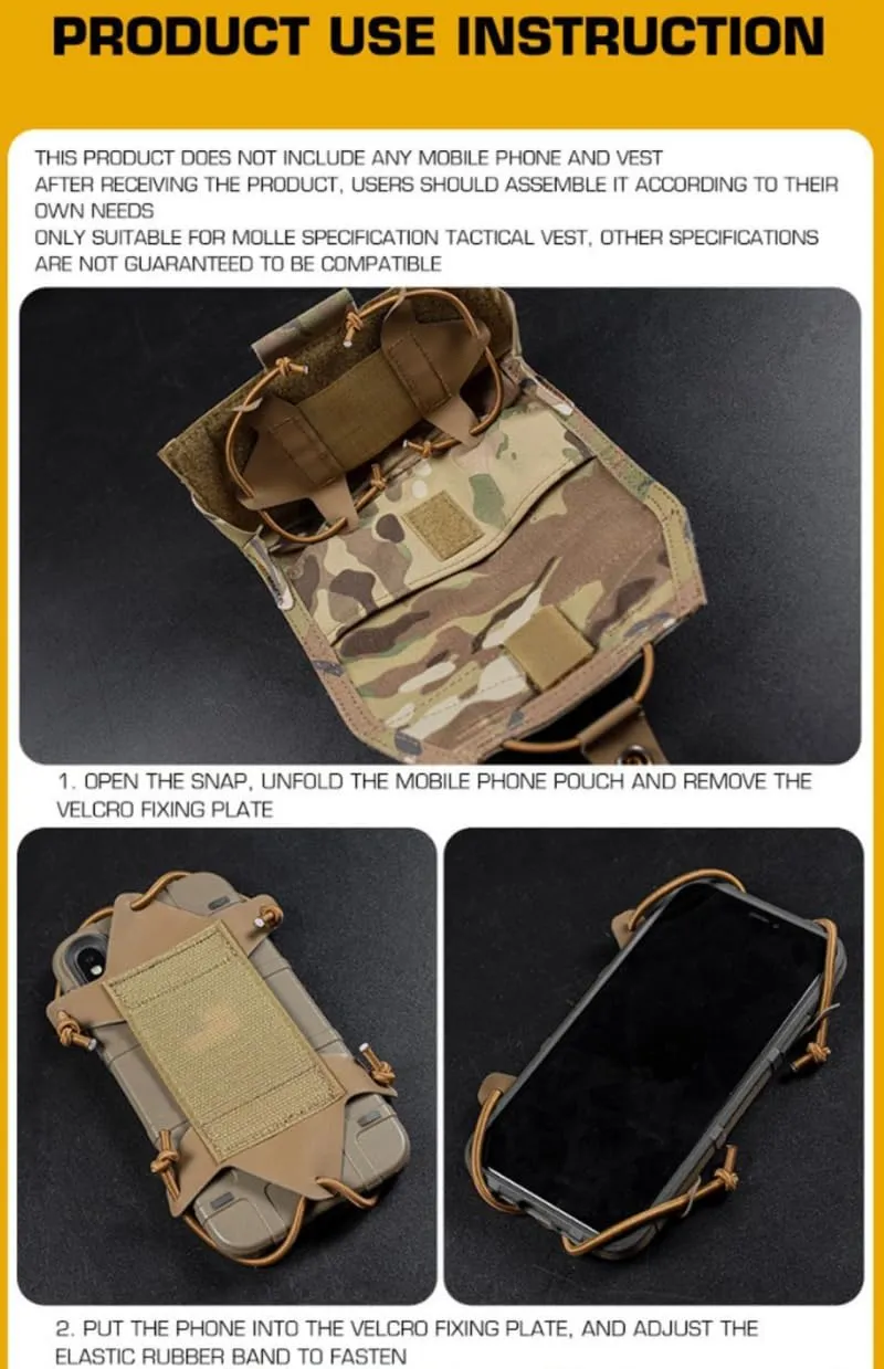 Tactical Mobile Phone Pouch MOLLE Cell Phone Navigation Function Package for Airsoft Vest Chest Gear Universal Mobile Phone Rack