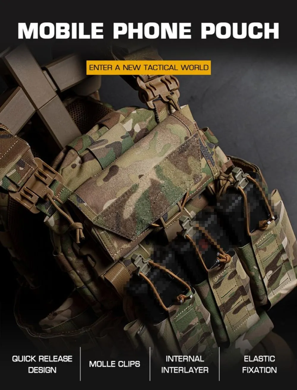 Tactical Mobile Phone Pouch MOLLE Cell Phone Navigation Function Package for Airsoft Vest Chest Gear Universal Mobile Phone Rack