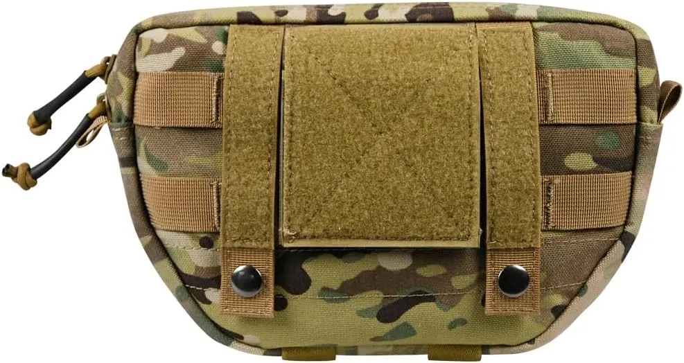 Tactical Pouch Front Pocket with Strap Attach 3 Color Admin Webbing MOLLE System Bag with Double Zipper Dump Pouch with Mesh Pocket Elastic Band Inside 9"×5.9"×1.3"