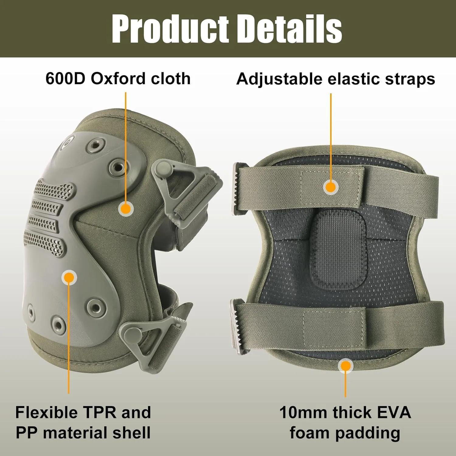 Tactical Professional Combat Knee Protective Pads Set Advanced Tactical Gear Set for Outdoor CS Paintball Game Cycling Safety Skateboarding Gear Skates Airsoft Hunting Knee Protection Guard Pads