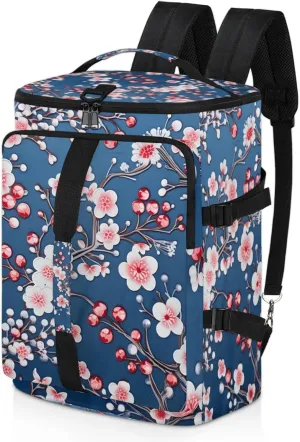 Tactical Sports Duffle Bag for Travel Waterproof Gym Bag with Shoe Compartment 48L Carry On Luggage for Men & Women 3-in-1 Durable Travel Luggage Blossoms Printed Cherry