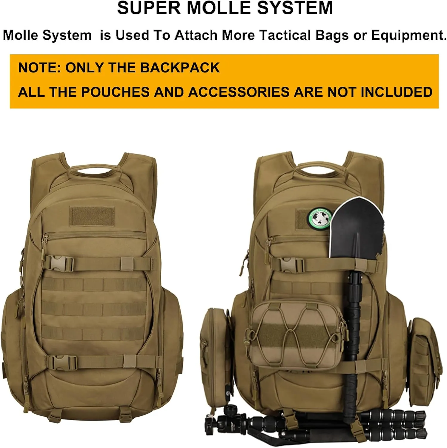 Tactical Travel Backpack Large Military Tactical Assault Pack, 3 Day Heavy Duty Camping Rucksack, 45L Hiking Bags (Green)