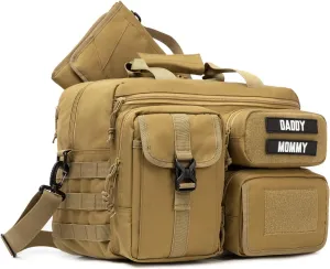 Tactical Travel Duffle Bag, Military Dad Diaper Bag with Changing Mat and Bottle Pockets, Tactical Messenger Briefcase Shoulder for Men