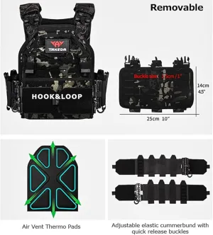 Tactical Vest for Men Quick Release Adjustable Airsoft Vest Laser-Cutting Modular Lightweight Vest