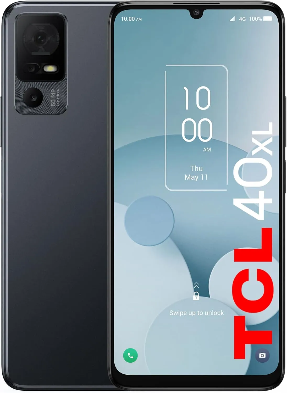 TCL 40XL |2023| Unlocked Cell Phone 4GB   128GB, 6.75" 90Hz Display, Smartphone Android 13, 50MP AI Camera Mobile Phone, 5000 mAh, 4G LTE, U.S. Version, Dark Gray (Renewed)