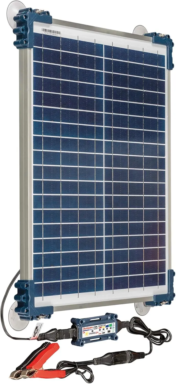 Tecmate Optimate Solar Duo 20W Travel kit, TM522-D2TK, 6-Step 12V / 12.8V 1.6A Weatherproof Solar Battery Saving Charger & maintainer