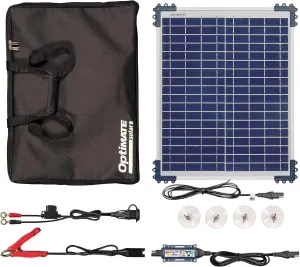 Tecmate Optimate Solar Duo 20W Travel kit, TM522-D2TK, 6-Step 12V / 12.8V 1.6A Weatherproof Solar Battery Saving Charger & maintainer