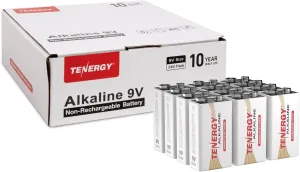 Tenergy 6LR61 9V Alkaline Battery, Non-Rechargeable Battery for Smoke Alarms, Guitar Pickups, Microphones and More, 240 Pack