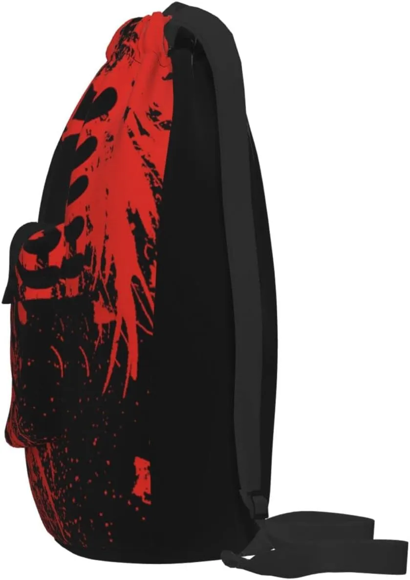 The New Drawstring Backpack Albanian Flag And Bald Eagle Gym String Bag Sport Sack Storage Bag Beach Knapsack