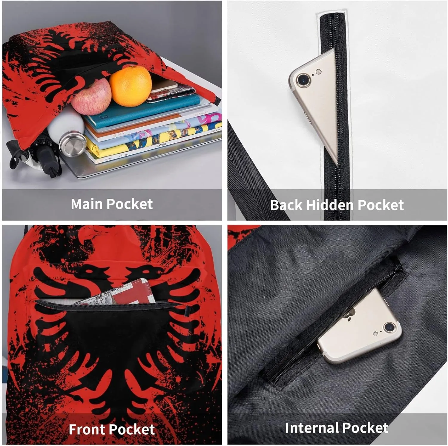 The New Drawstring Backpack Albanian Flag And Bald Eagle Gym String Bag Sport Sack Storage Bag Beach Knapsack