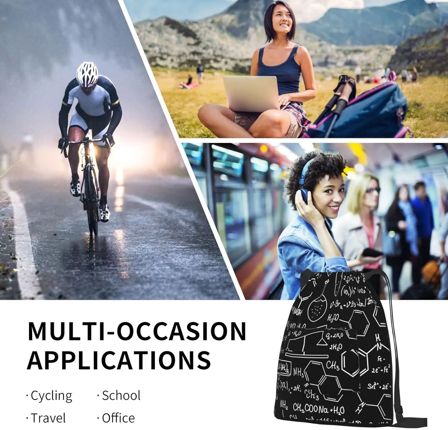 The New Drawstring Backpack The Calculation Formula Of Chemistry Gym String Bag Sport Sack Storage Bag Beach Knapsack