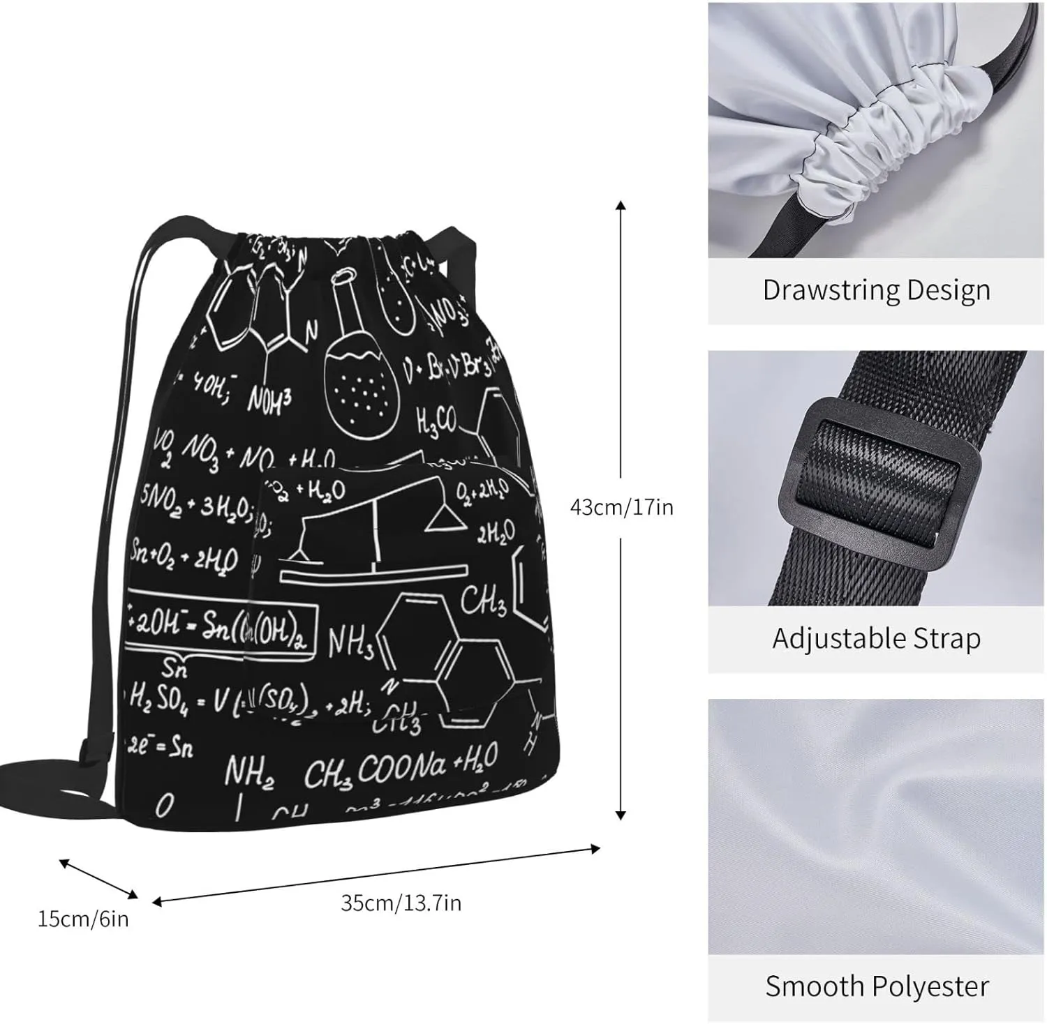 The New Drawstring Backpack The Calculation Formula Of Chemistry Gym String Bag Sport Sack Storage Bag Beach Knapsack