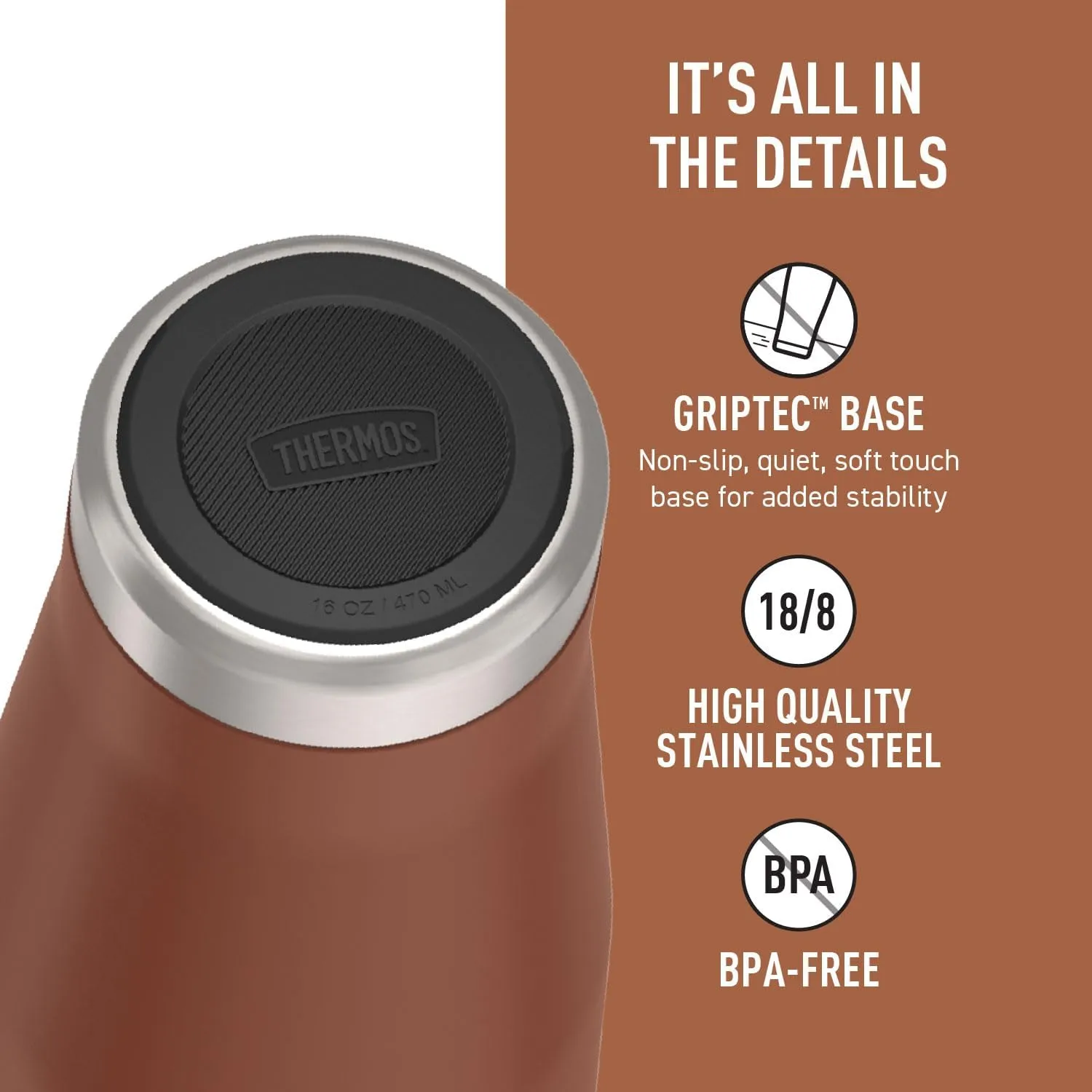 THERMOS ICON SERIES, Stainless Steel Mug, Saddle, 16 oz