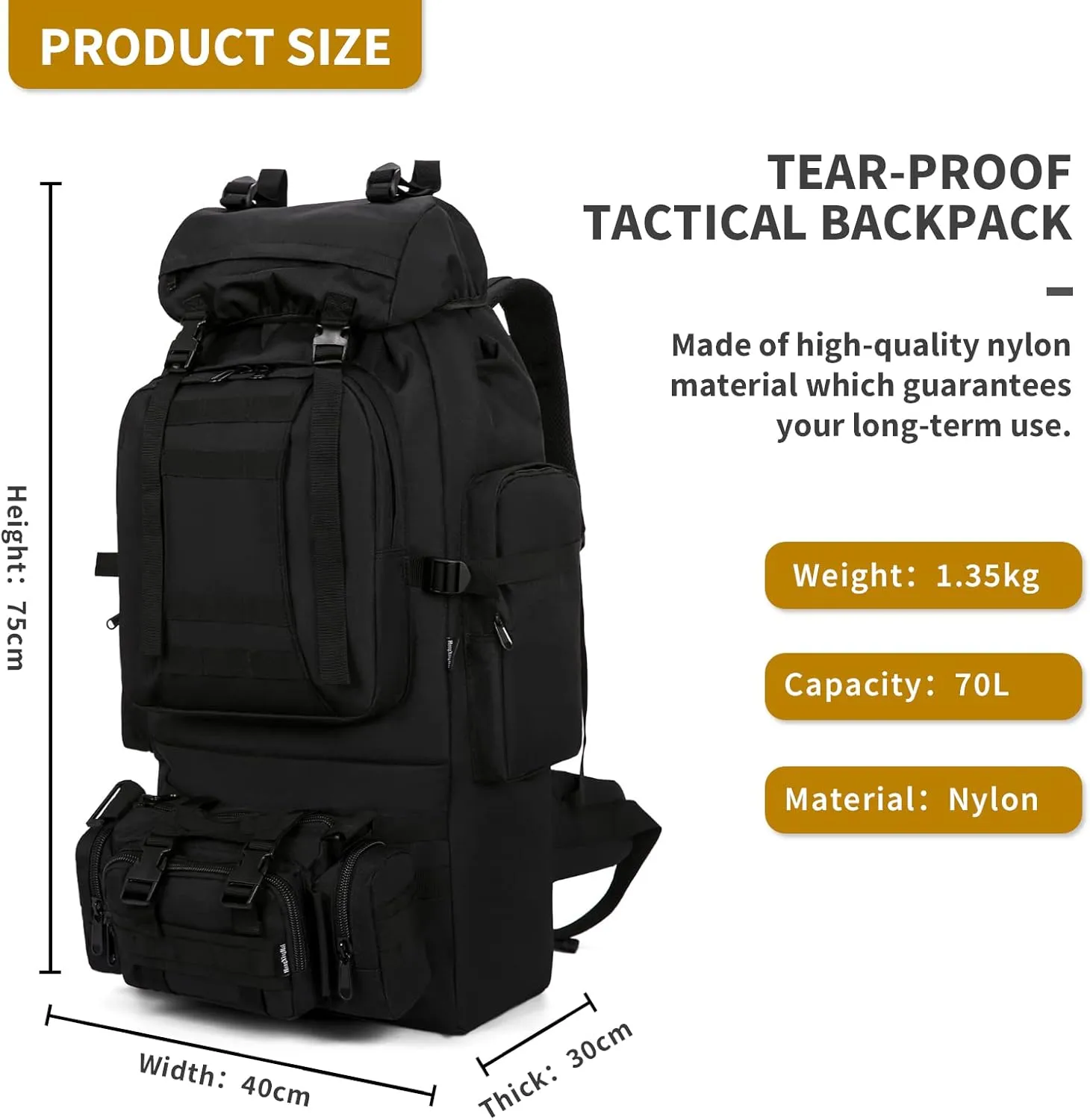 Tianya Outdoor Military Tactical Backpack Molle Assault Bag Mountaineering Backpack Outdoor Sports Backpack
