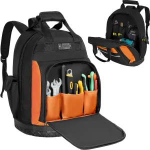 Tool Backpack, Tools Bag with Multi-Use Pockets, Waterproof Tool Bag with Padded Shoulder, Back, and Waist Straps