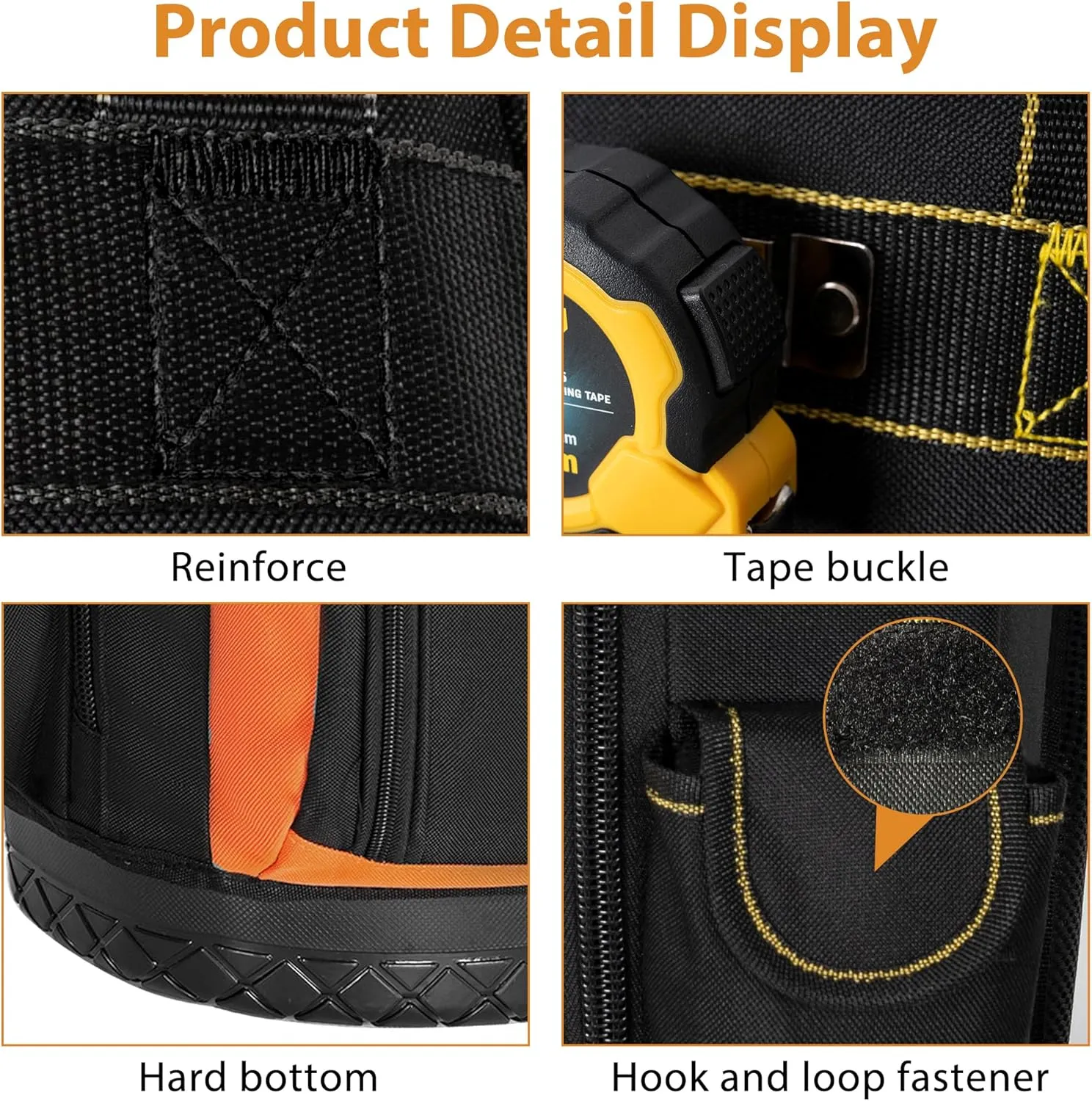 Tool Backpack, Tools Bag with Multi-Use Pockets, Waterproof Tool Bag with Padded Shoulder, Back, and Waist Straps