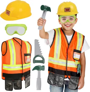 Tool Set for Kids 3 4 5, Toddler Construction Dress Up Set with Toy Vest & Hat, Child Worker Pretend Play Gift for Boys Girls