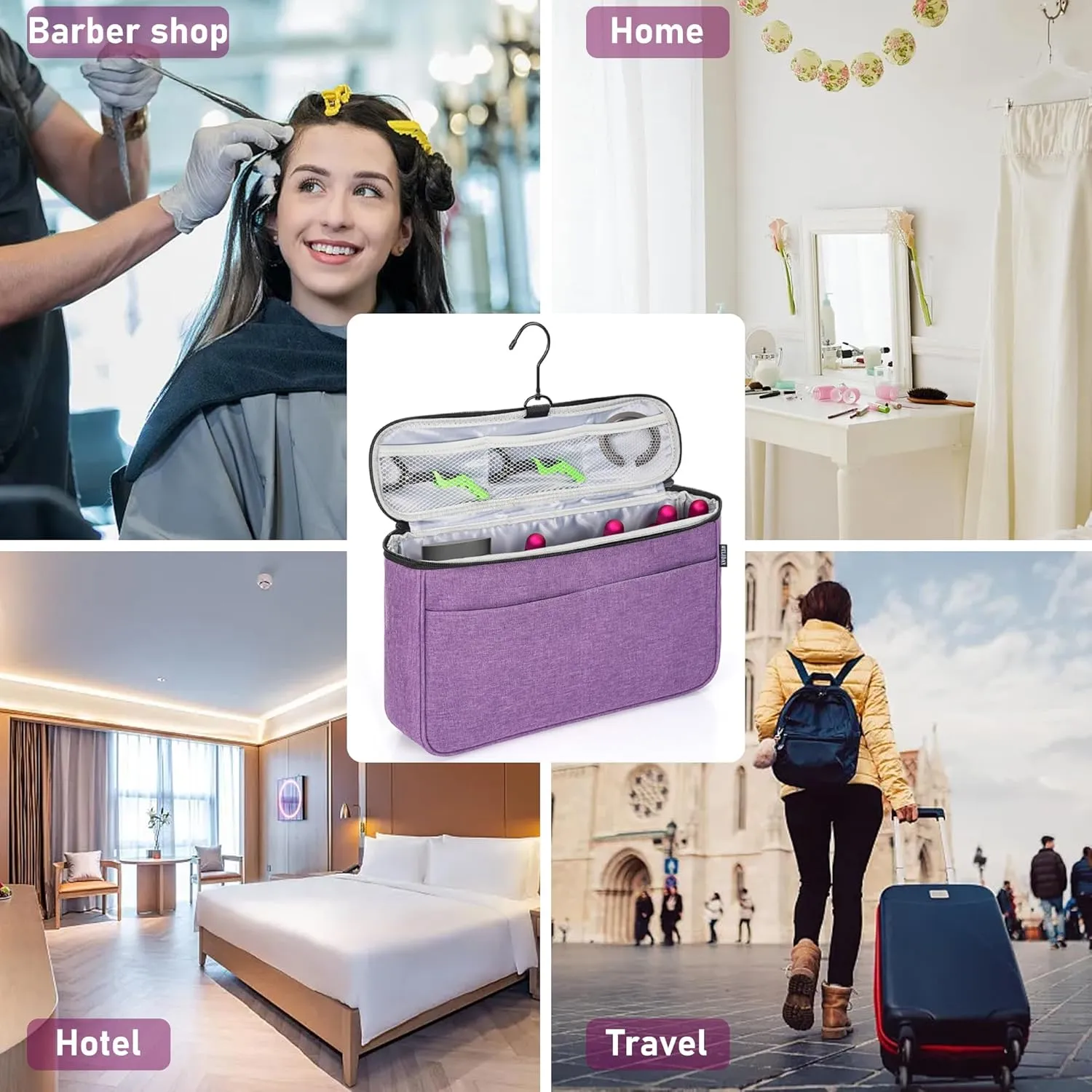 Travel Storage Bag Compatible with Dyson Airwrap Styler, Portable Travel Organizer for Hair Curler and Attachment with Multi-pockets