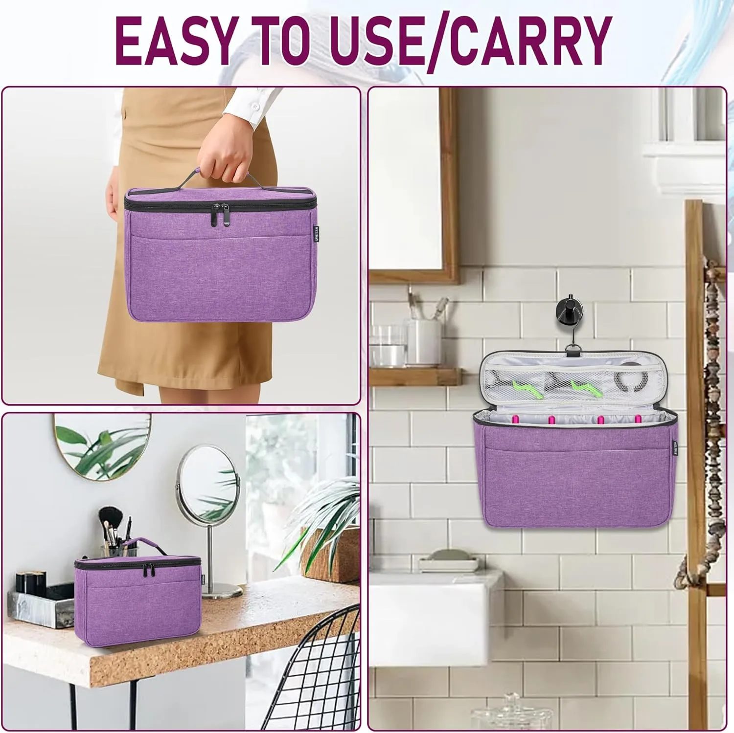 Travel Storage Bag Compatible with Dyson Airwrap Styler, Portable Travel Organizer for Hair Curler and Attachment with Multi-pockets