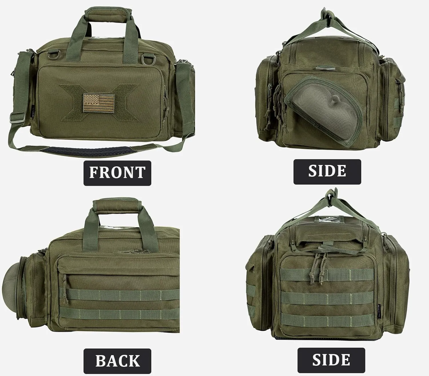 TRO&HOM Tactical Gun Bag for 4 Handguns - Pistol Shooting Range Bag With 15X Magazine Slots & Pockets for Ammo & Essentials - Padded Hunting & Sport Bag