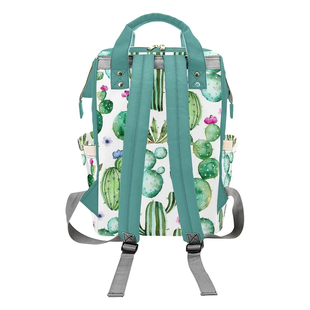 Tropical Plant Cactus Diaper Bags Backpack with Name Personalized Baby Bag Nursing Nappy Bag Travel Tote Bag Gifts for Mom Girl, 10.83 x 6.69 x 15 Inch