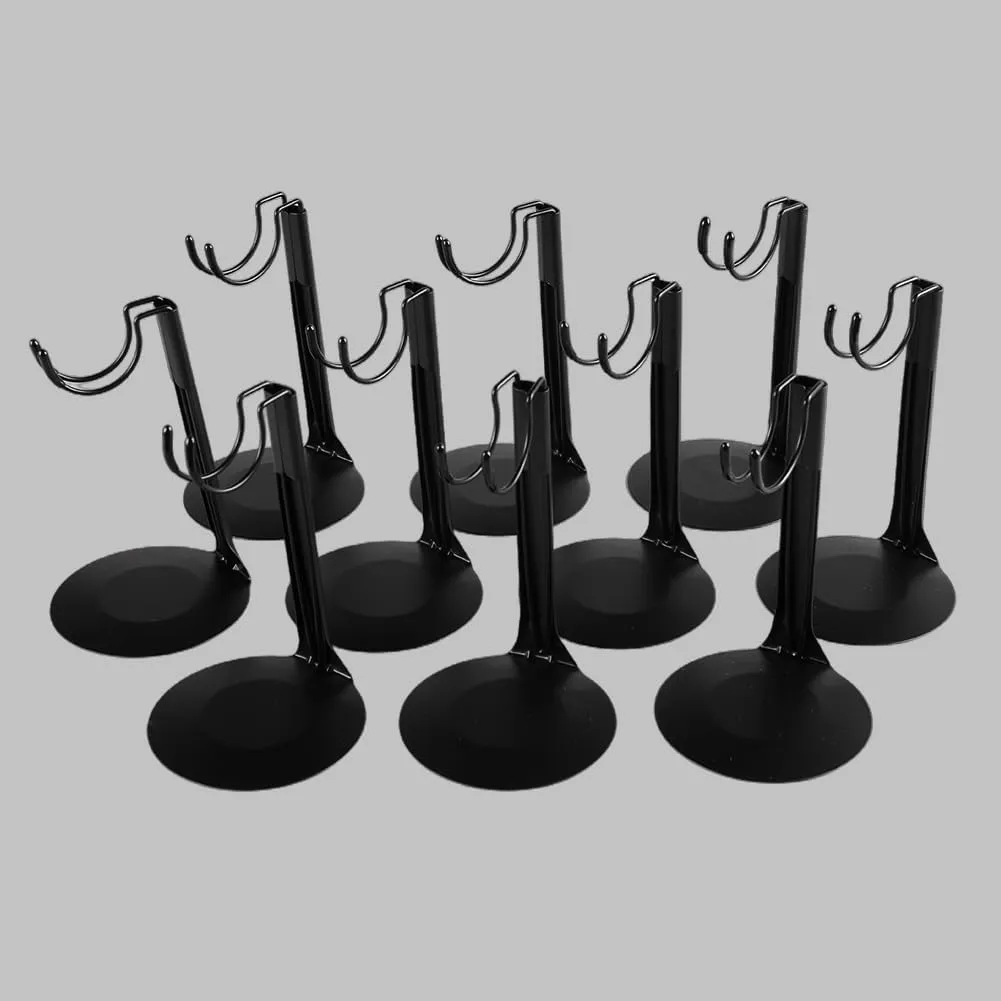 UCanaan 10 pcs Saddle Doll Stand - Action Figure Stands with Expandable Waist Wire for 8"-14" Dolls doll stands for 8 to 12inch dolls Suitable for 1/6 Dolls Accessories，action figure stand (Black, 10)
