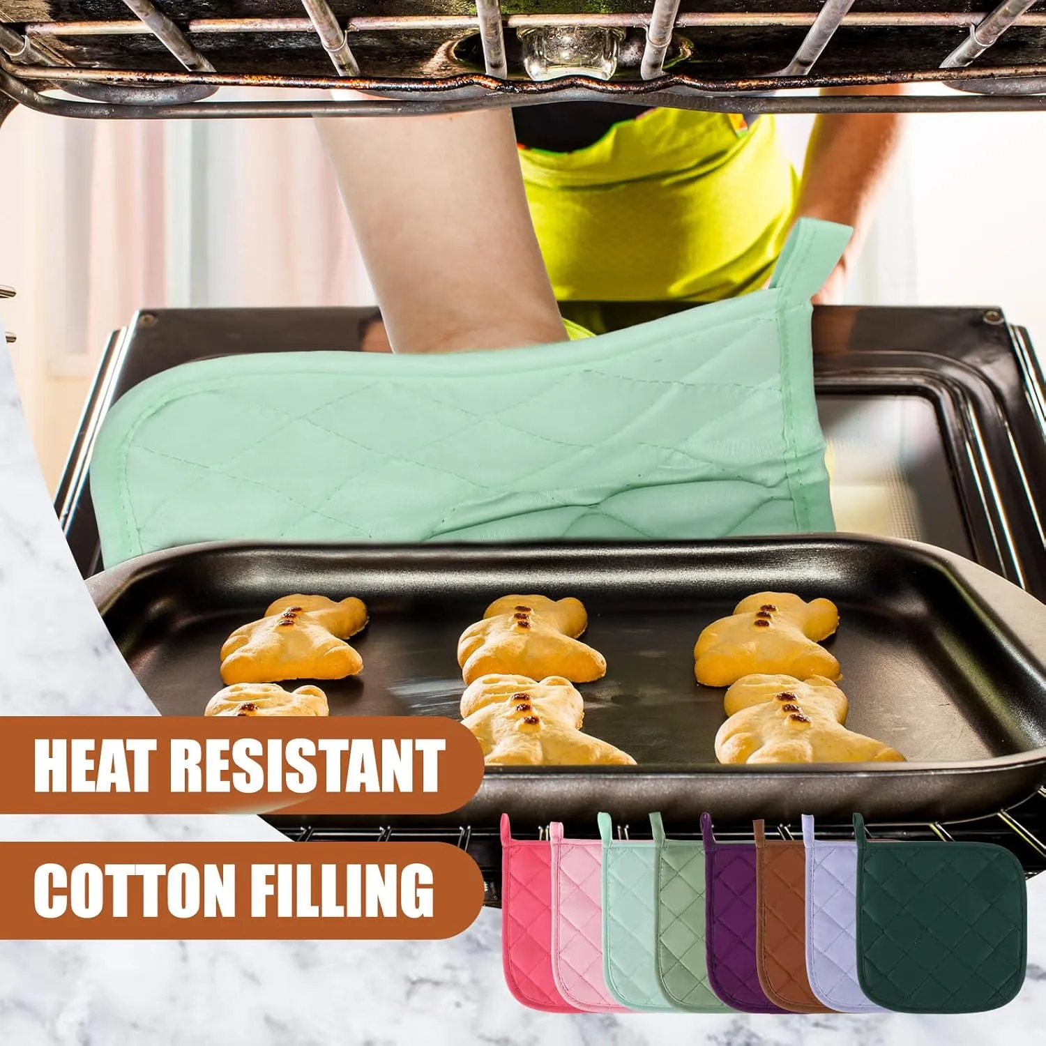 Uiifan 30 Pieces Cotton Pot Holders for Kitchen Washable Heat Resistant Potholders Oven Hot Pads for Cooking and Baking, 7.87 x 7.87 x 0.2 Inch(Mix Color)