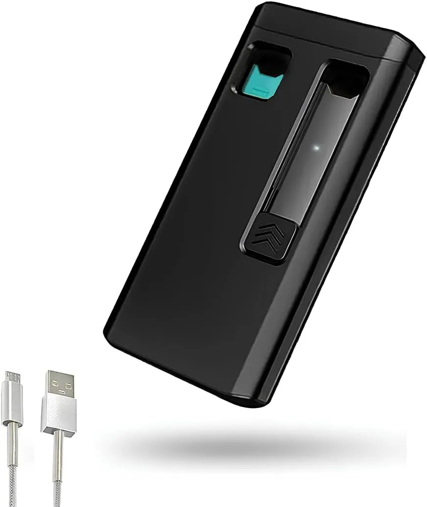 ULYTMMJG 2 in 1 Charging Case with Holder, Portable Charging Storage Device with Charging Cable,Storage Holder, USB Cable, 2 Magnetic Storage Spaces (Case only) Black