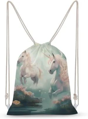 Unicorns Drawstring Backpack for Women Men Drawstring Bag for Travel Swimming Sports Gym Bag