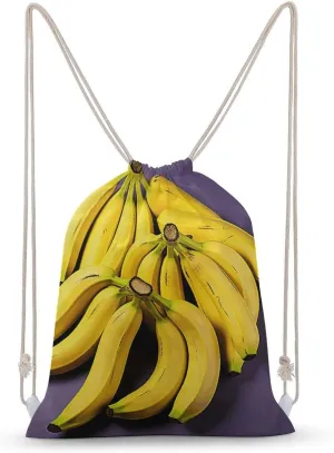 Unique Banana Fruit Drawstring Backpack for Women Men Drawstring Bag for Travel Swimming Sports Gym Bag