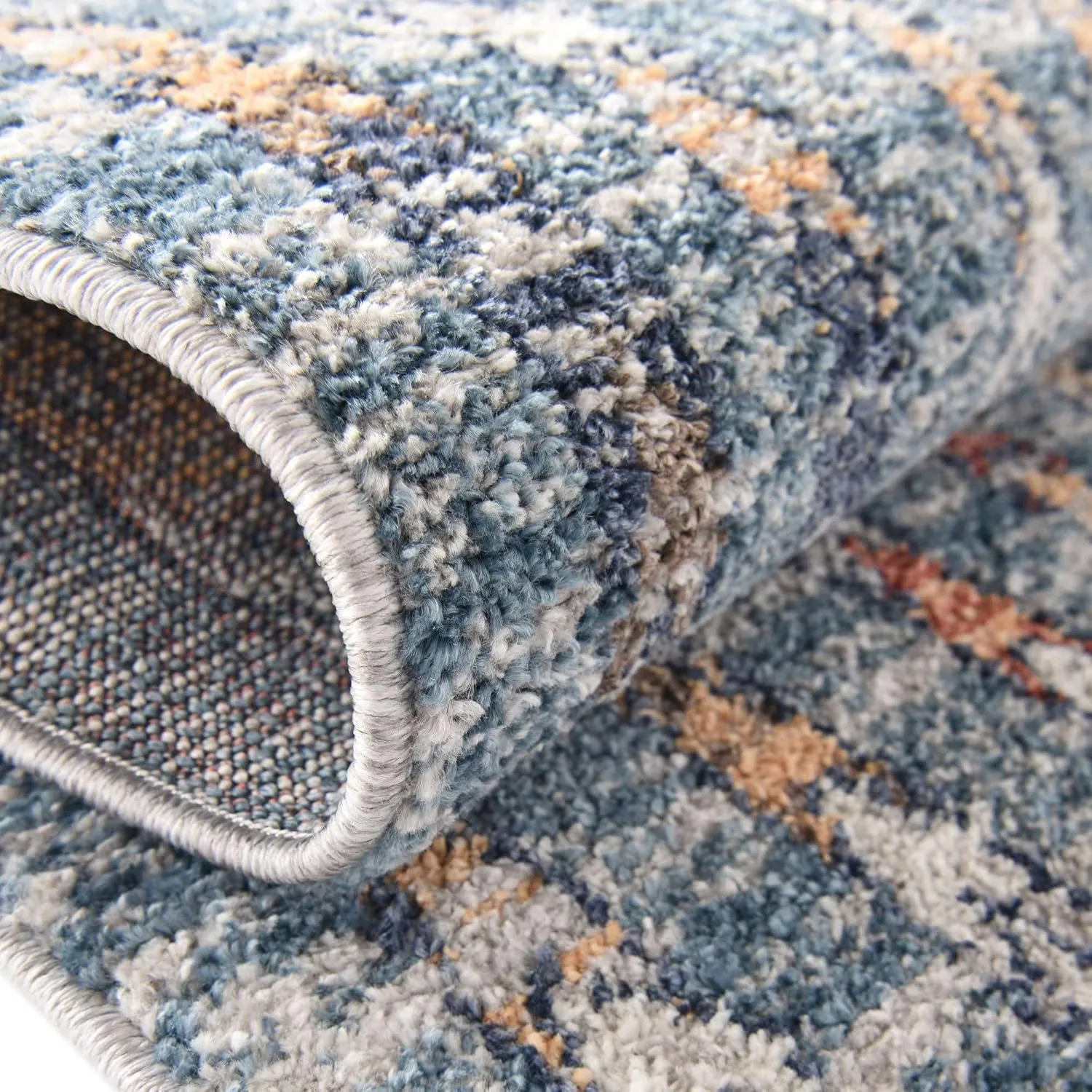 Unique Loom Aramis Collection Area Rug - Aras (6' 1" x 9' Rectangle, Blue/ Ivory)