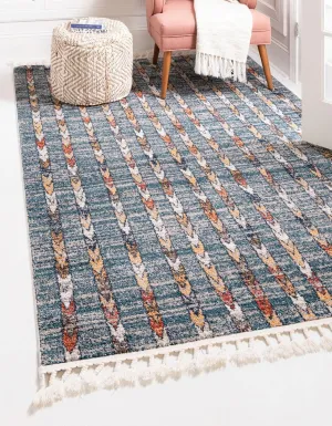 Unique Loom Aramis Collection Area Rug - Aras (6' 1" x 9' Rectangle, Blue/ Ivory)
