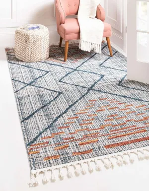 Unique Loom Aramis Collection Area Rug - Kavi (5' 3" x 8' Rectangle, Blue/ Ivory)