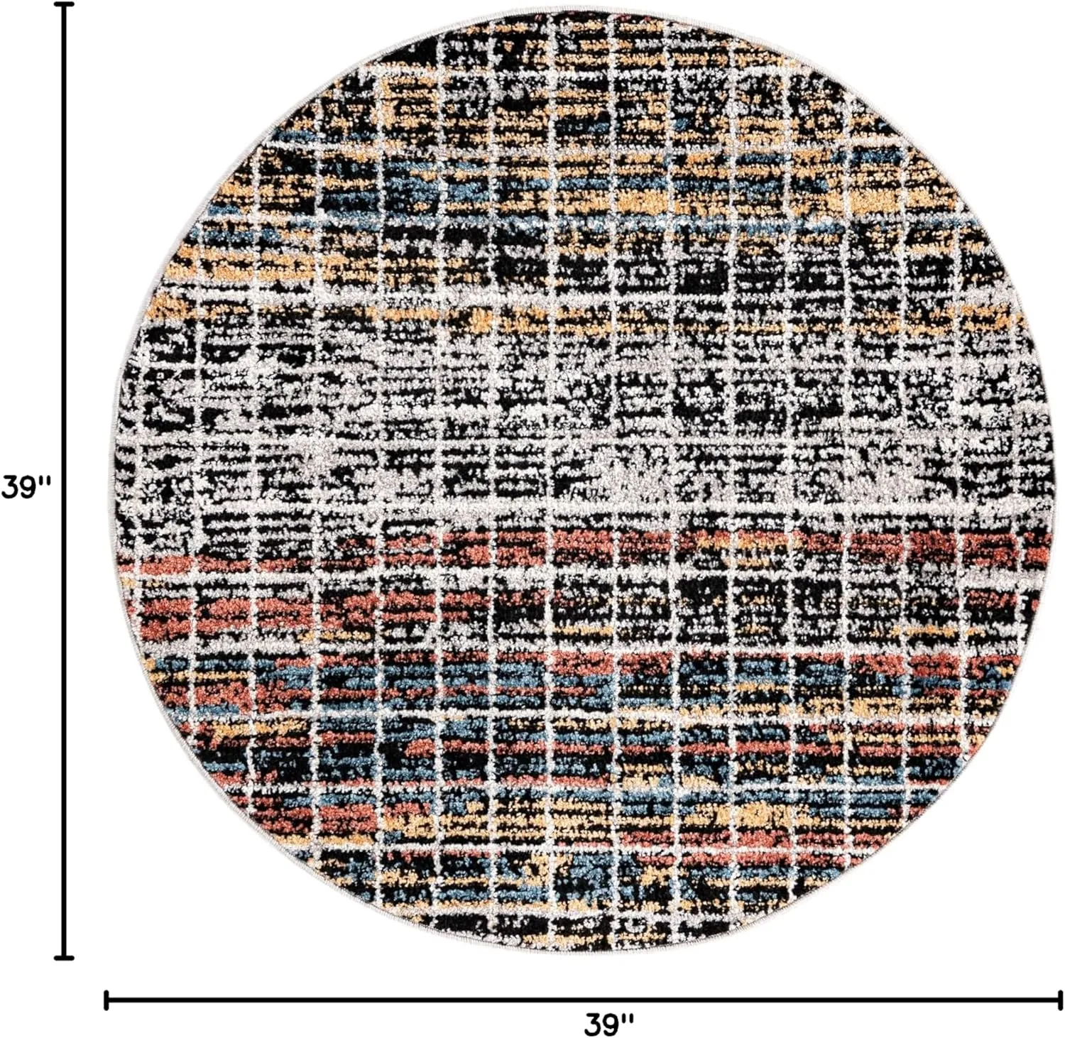 Unique Loom Aramis Collection Area Rug - Oliver (Round 3' 3" x 3' 3", Multi/Black)