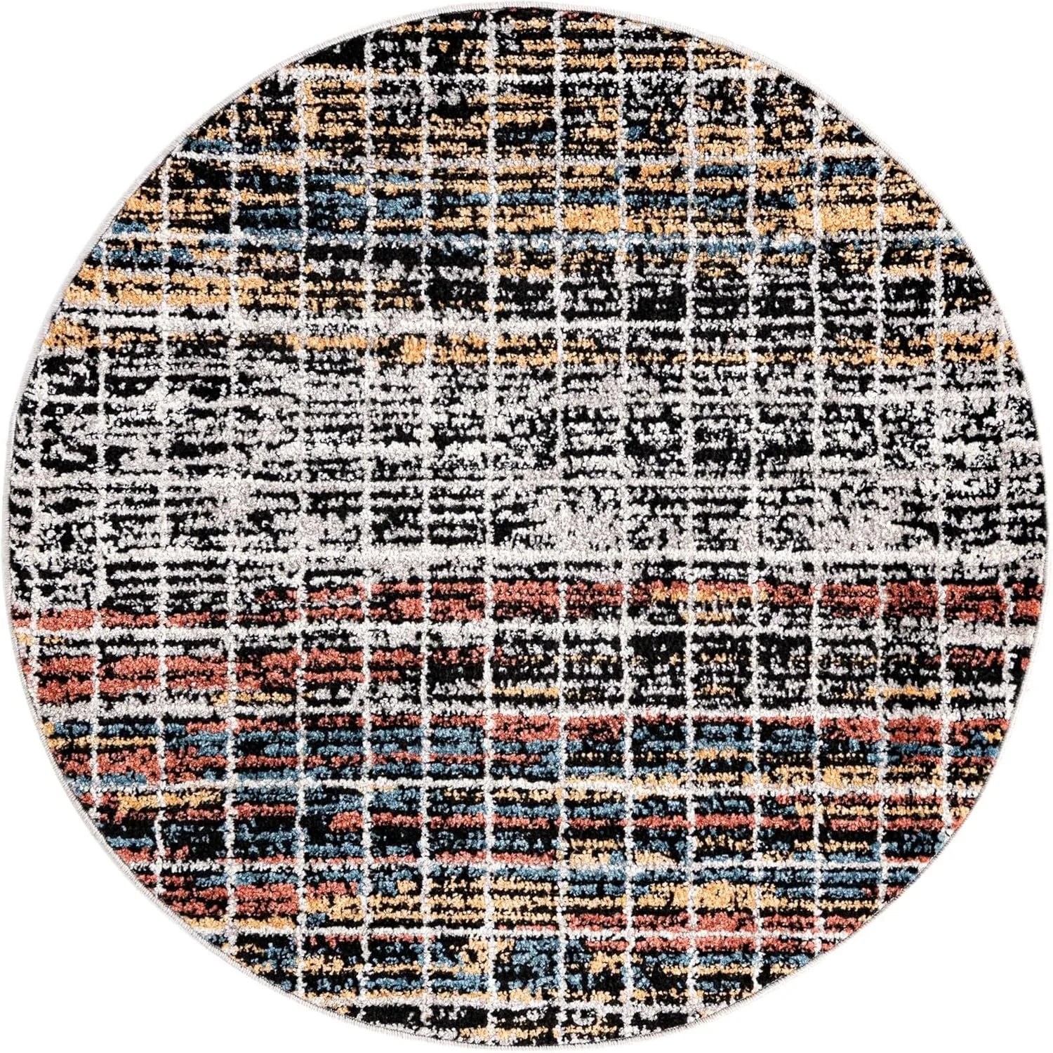 Unique Loom Aramis Collection Area Rug - Oliver (Round 3' 3" x 3' 3", Multi/Black)