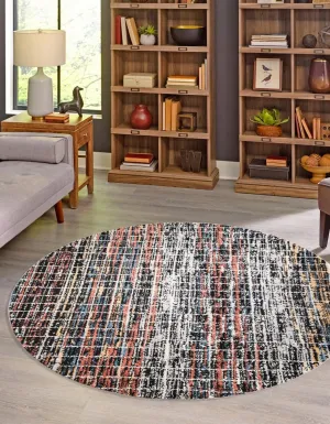 Unique Loom Aramis Collection Area Rug - Oliver (Round 3' 3" x 3' 3", Multi/Black)