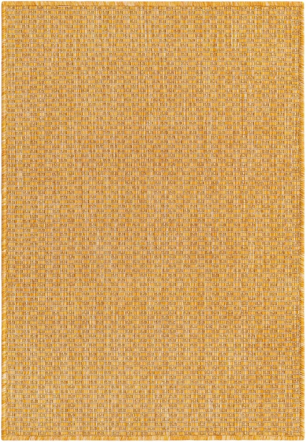 Unique Loom Collection Casual Transitional Solid Heathered Indoor/Outdoor Flatweave Area Rug (2' 2" x 3' 1" Rectangle, Corn Harvest Yellow)