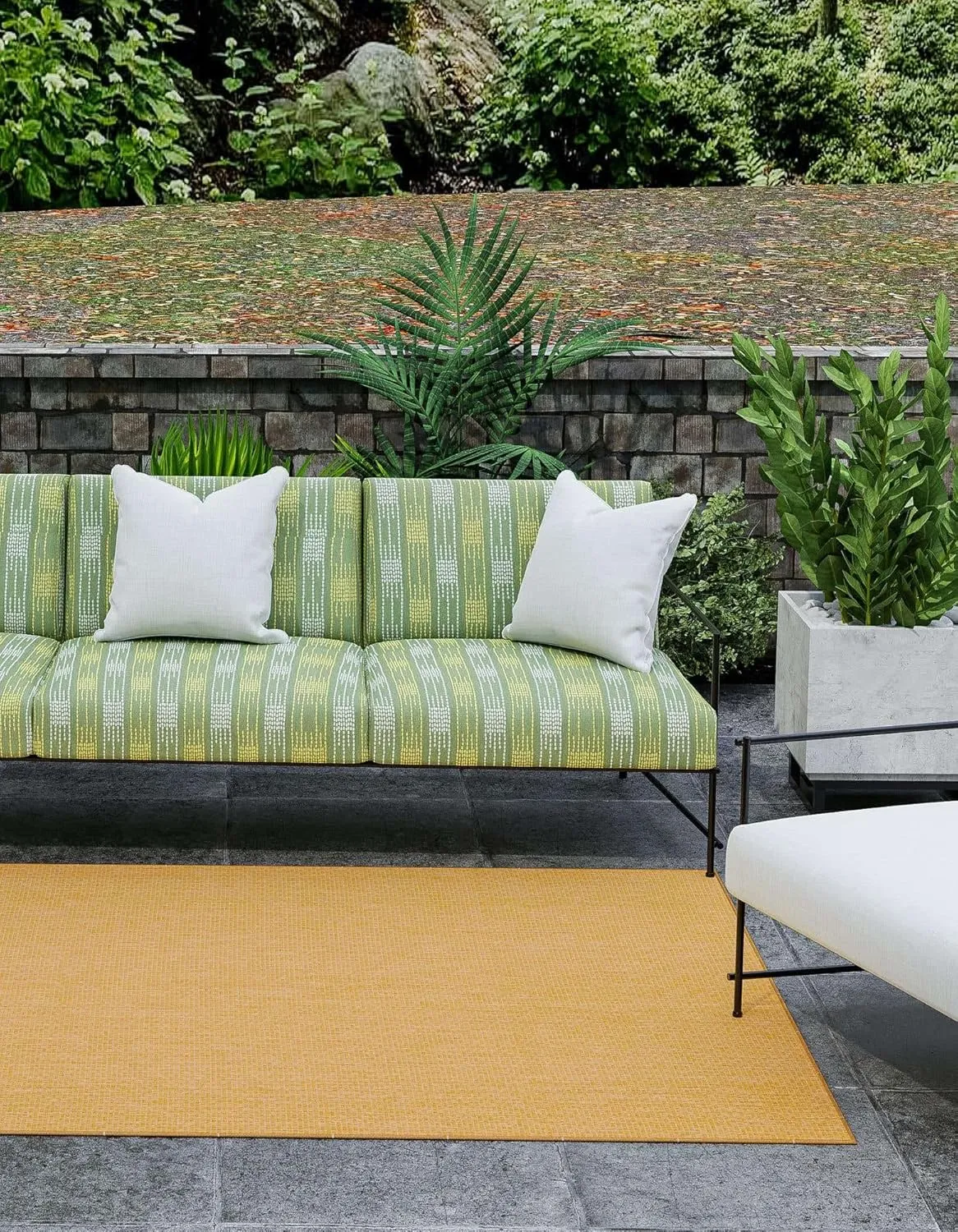 Unique Loom Collection Casual Transitional Solid Heathered Indoor/Outdoor Flatweave Area Rug (2' 2" x 3' 1" Rectangle, Corn Harvest Yellow)