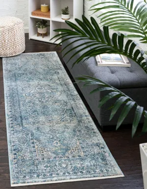 Unique Loom Newport Collection Area Rug - Ochre (2' x 8' Runner, Blue/Light Brown)