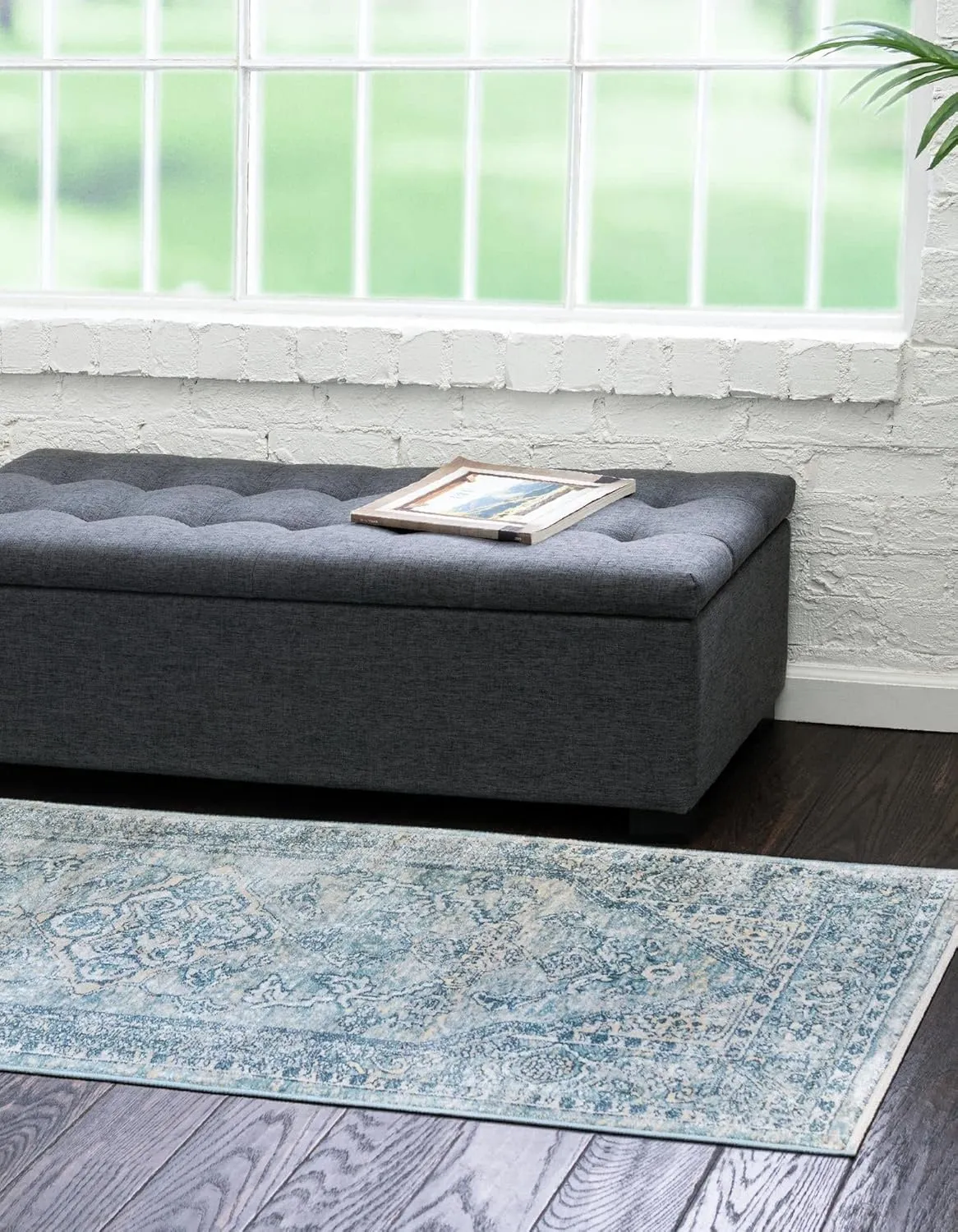 Unique Loom Newport Collection Area Rug - Ochre (2' x 8' Runner, Blue/Light Brown)