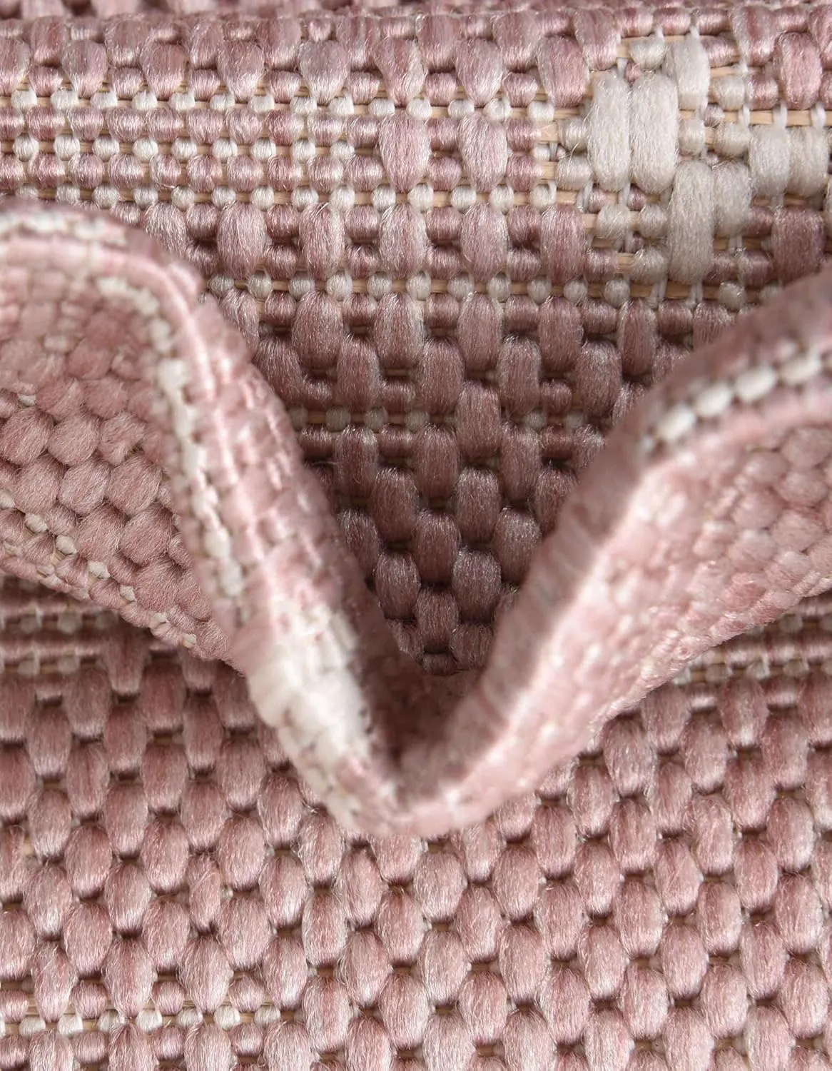 Unique Loom Outdoor Coastal Collection Area Rug - Ahoy (2' x 6' 1" Runner, Pink/ Ivory)