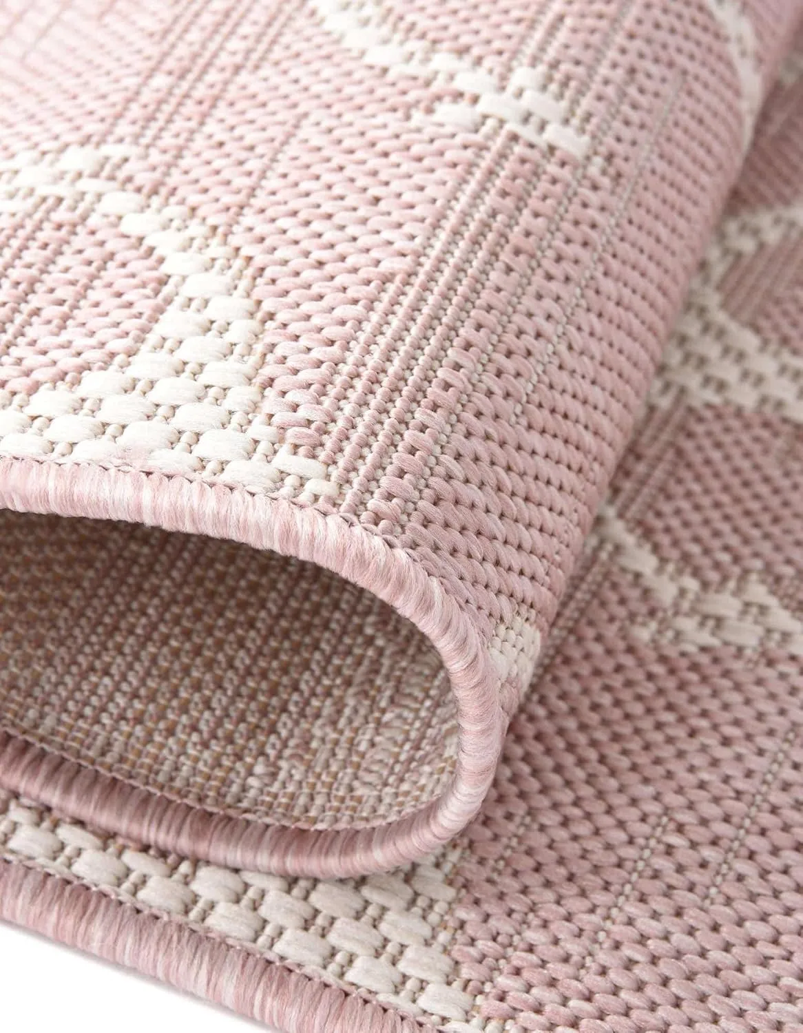 Unique Loom Outdoor Coastal Collection Area Rug - Ahoy (2' x 6' 1" Runner, Pink/ Ivory)