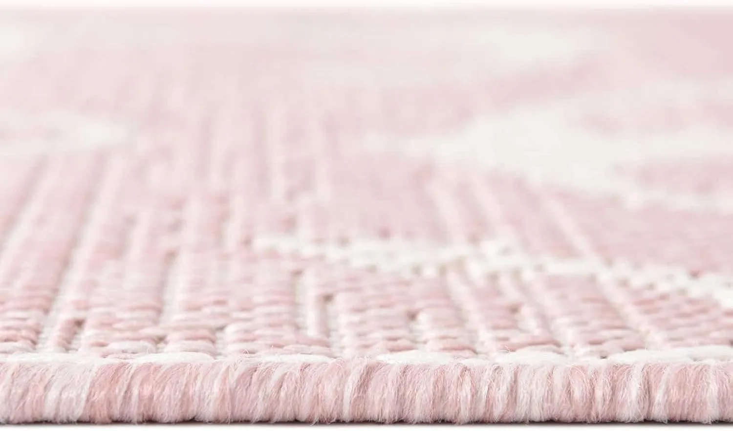 Unique Loom Outdoor Coastal Collection Area Rug - Ahoy (2' x 6' 1" Runner, Pink/ Ivory)