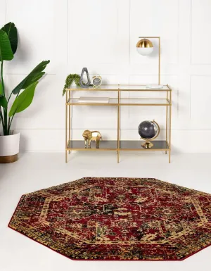 Unique Loom Saturn Collection Area Rug - Ion (3' 3" Octagon, Burgundy/ Beige)