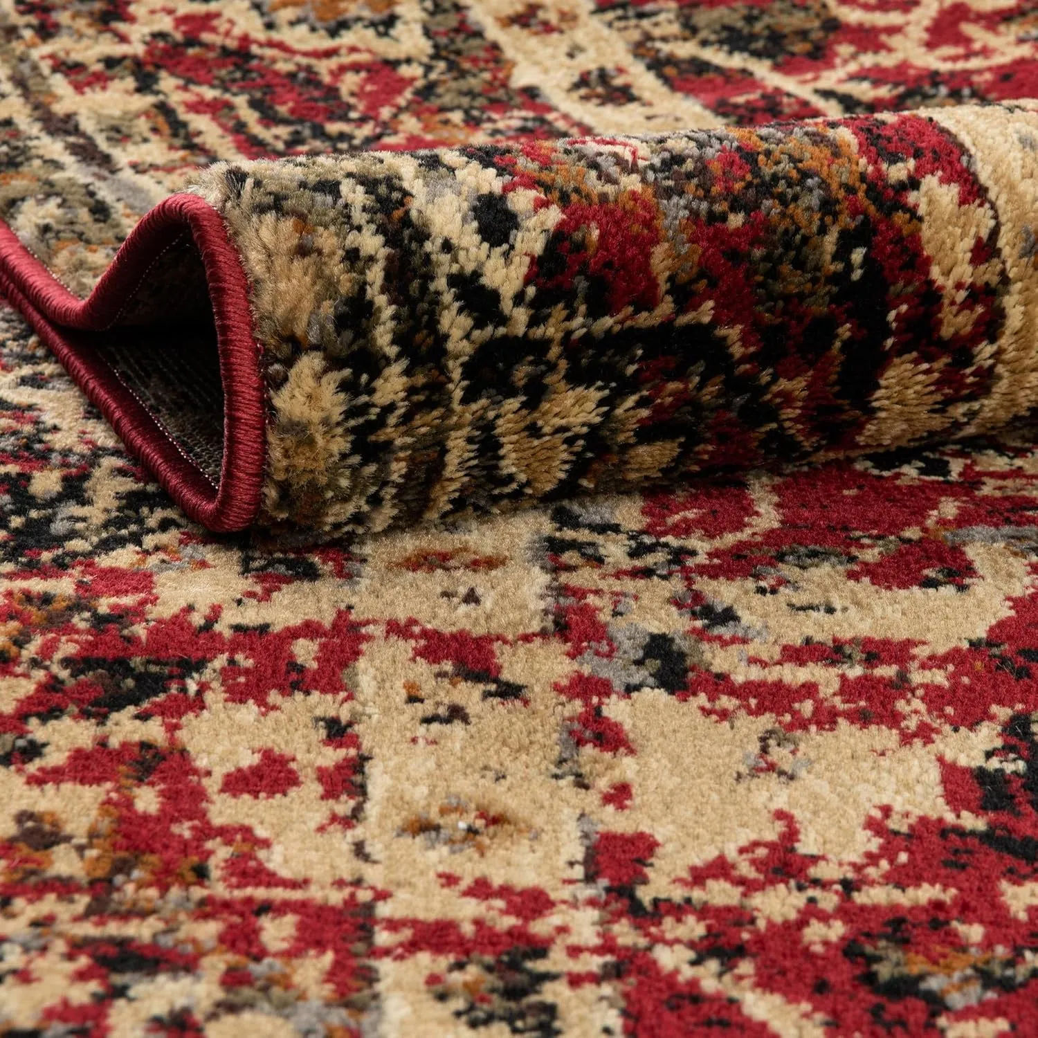 Unique Loom Saturn Collection Area Rug - Ion (3' 3" Octagon, Burgundy/ Beige)