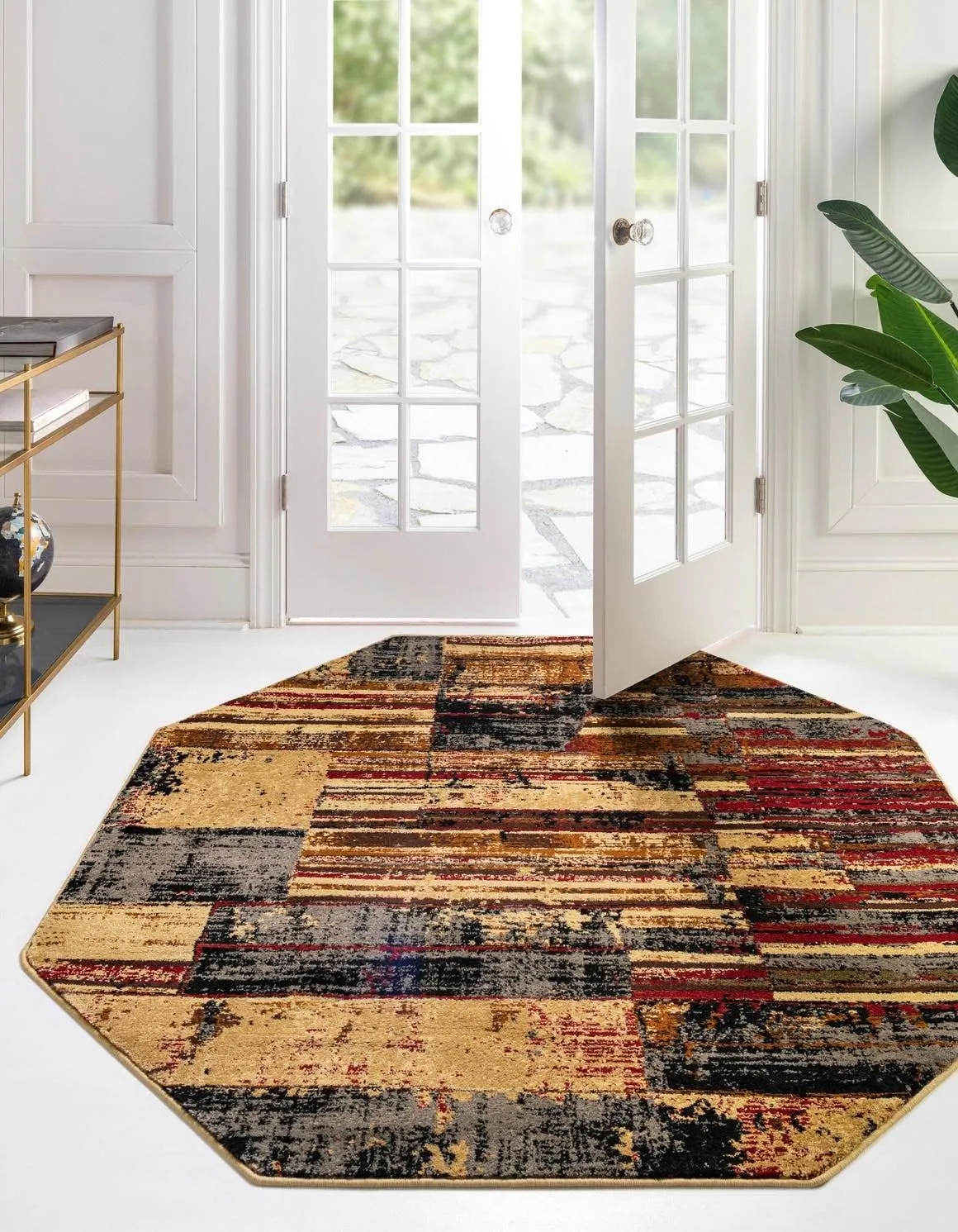 Unique Loom Saturn Collection Area Rug - Vue (Octagon 8' 0" x 8' 0", Multi/Beige)