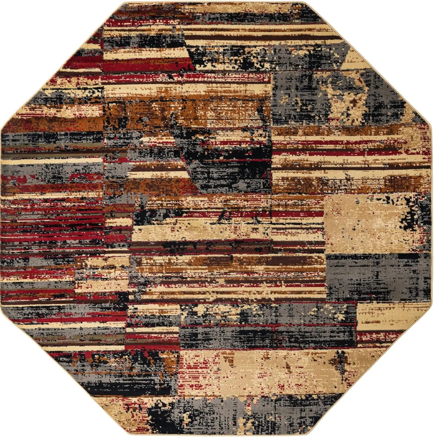 Unique Loom Saturn Collection Area Rug - Vue (Octagon 8' 0" x 8' 0", Multi/Beige)