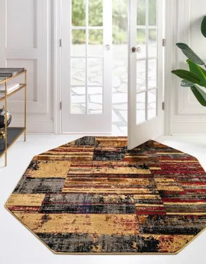 Unique Loom Saturn Collection Area Rug - Vue (Octagon 8' 0" x 8' 0", Multi/Beige)